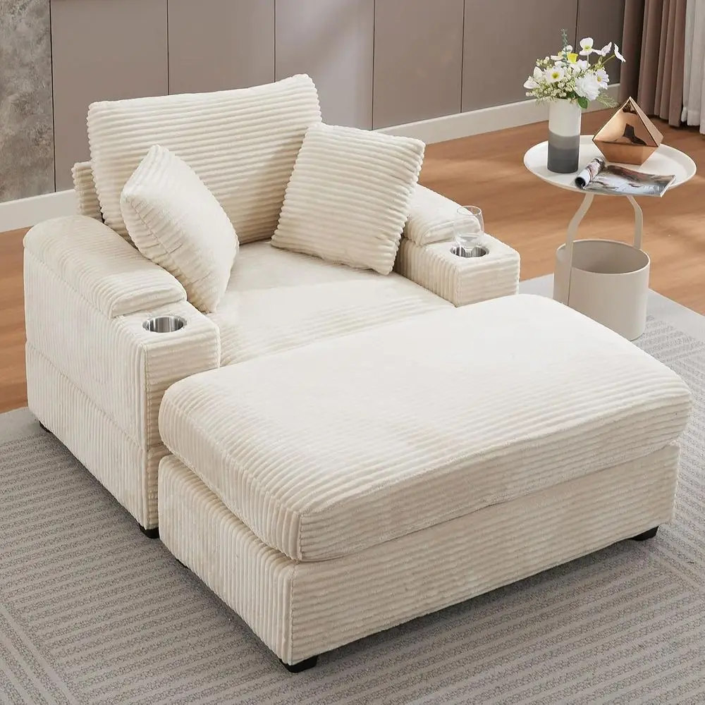 50 Oversized Indoor Chaise Lounge with Ottoman, Storage & Cup Holder, Plush Corduroy Recliner for Reading, Sleeping, Living Room
50 Oversized Indoor Chaise Lounge with Ottoman, Storage & Cup Holder, Plush Corduroy Recliner for Reading, Sleeping, Living Room