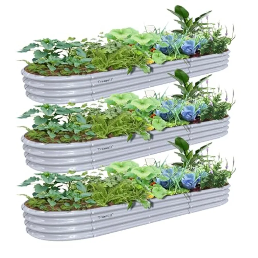3 Pack 12x2x1FT Galvanized Oval Metal Raised Garden Bed Kit Gray Outdoor Bottomless Planter for Vegetables Flowers Herbs Fruits
3 Pack 12x2x1FT Galvanized Oval Metal Raised Garden Bed Kit Gray Outdoor Bottomless Planter for Vegetables Flowers Herbs Fruits