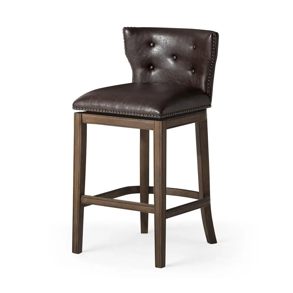 Hugo Bar Stool 31 Inches High Swivel Stool with Footrest Brown Solid Wood and Brown Faux holstery Perfect for Pubs, Bar and T
Hugo Bar Stool 31 Inches High Swivel Stool with Footrest Brown Solid Wood and Brown Faux holstery Perfect for Pubs, Bar and T