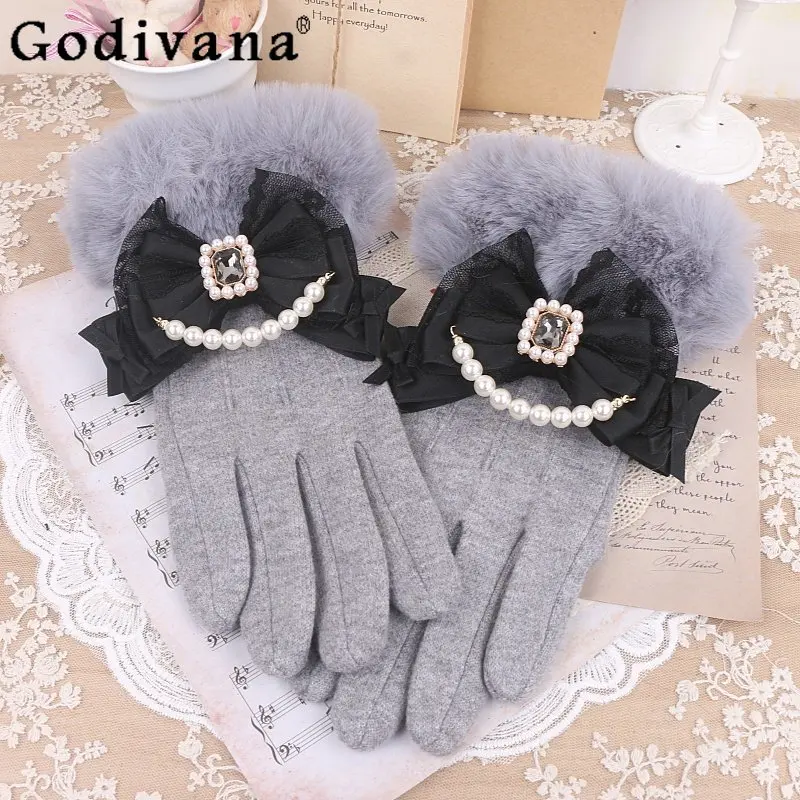 Милые милые японские оригинальные перчатки в стиле Лолиты с кружевным бантом и стразами, осенне-зимние теплые толстые универсальные перчатки для женщин
Милые милые японские оригинальные перчатки в стиле Лолиты с кружевным бантом и стразами, осенне-зимние теплые толстые универсальные перчатки для женщин