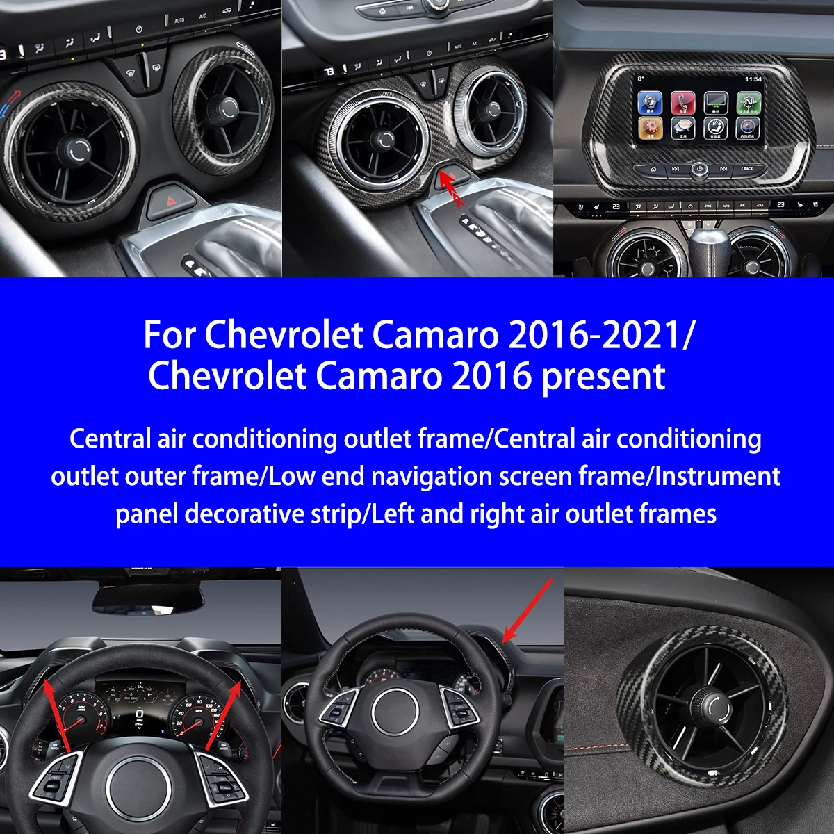 For Chevrolet Camaro Dry Carbon Fiber Air Conditioning Vent Frame/navigation Screen Frame/instrument Panel Interior Parts
For Chevrolet Camaro Dry Carbon Fiber Air Conditioning Vent Frame/navigation Screen Frame/instrument Panel Interior Parts