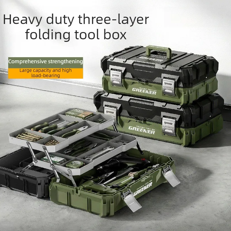 Three Layer Fold Tool Case Multifunctional Part Storage Box Large Capacity Hardware Suitcase Portable Worker Tool Sstorage Box
Three Layer Fold Tool Case Multifunctional Part Storage Box Large Capacity Hardware Suitcase Portable Worker Tool Sstorage Box
