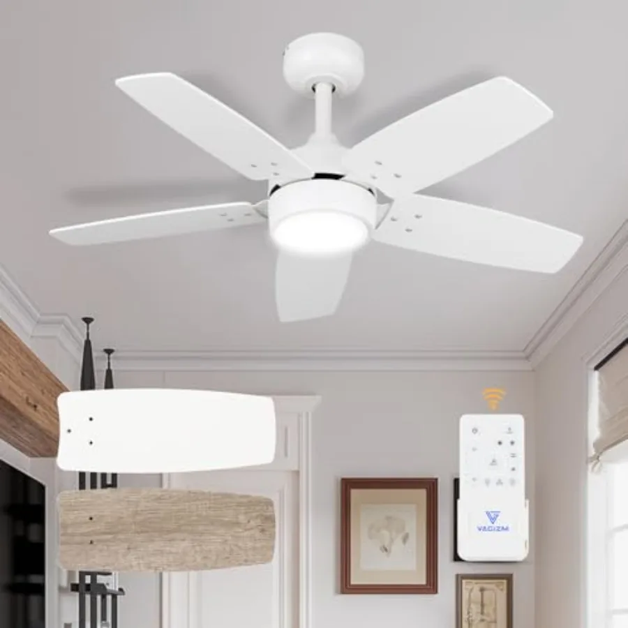 Ceiling Fan 36'' for Small Room: Matte White Modern Fans with Light Remote Control - Reversible Quiet DC Motor Dimmable with 6
Ceiling Fan 36'' for Small Room: Matte White Modern Fans with Light Remote Control - Reversible Quiet DC Motor Dimmable with 6