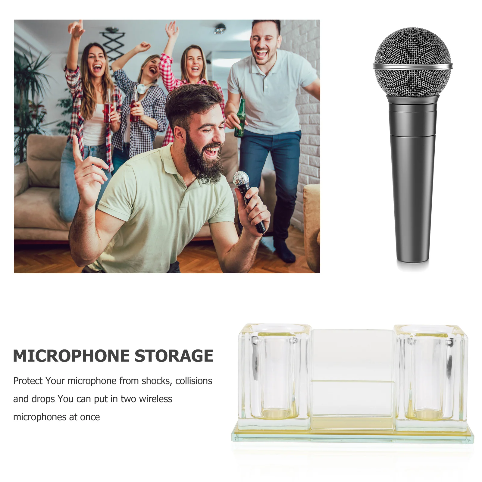 Crystal Microphone Stand 2-Slot Acrylic Desktop Holder For Wireless Mic Office Ktv Storage Rack Accessory
Crystal Microphone Stand 2-Slot Acrylic Desktop Holder For Wireless Mic Office Ktv Storage Rack Accessory