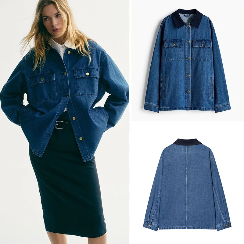 Winter New Women's Casual Corduroy Denim Jacket Turn-down Collar Classic Academy Style Long Sleeve Standard Fit Ladies Coat
Winter New Women's Casual Corduroy Denim Jacket Turn-down Collar Classic Academy Style Long Sleeve Standard Fit Ladies Coat