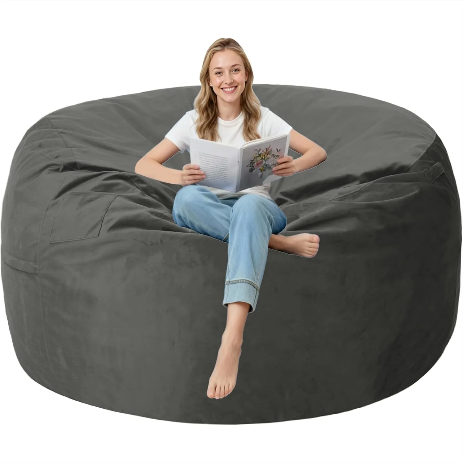 4FT Bean Bag Chair with Ultra Soft Velvet Cover, Memory Foam Filling, Large Lazy Sofa for Dorm Living Room Bedroom Grey
4FT Bean Bag Chair with Ultra Soft Velvet Cover, Memory Foam Filling, Large Lazy Sofa for Dorm Living Room Bedroom Grey