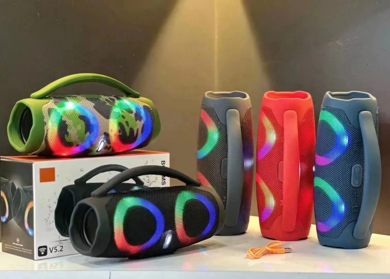 High power bluetooth speaker portable RGB colorful light waterproof wireless subwoofer 360 stereo surround TWS FM boombox
High power bluetooth speaker portable RGB colorful light waterproof wireless subwoofer 360 stereo surround TWS FM boombox