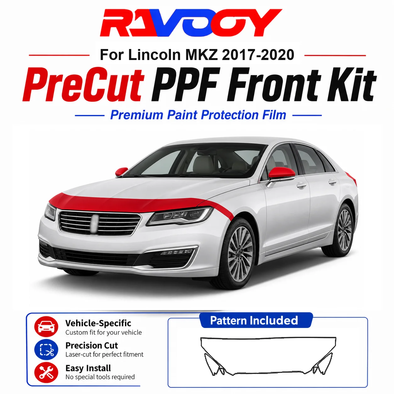 8.5mil TPU Precut PPF Kit For Lincoln MKZ 2017-2020 - Hood, Fenders & Mirror Set - Self-Healing Clear Bra Film
8.5mil TPU Precut PPF Kit For Lincoln MKZ 2017-2020 - Hood, Fenders & Mirror Set - Self-Healing Clear Bra Film