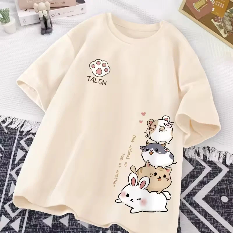 Japanese Cute Hamster Style Sweet Print Daily Wear Short Sleeve T-shirt Women's Loose Casual Teenage Student Half Sleeve Top
Japanese Cute Hamster Style Sweet Print Daily Wear Short Sleeve T-shirt Women's Loose Casual Teenage Student Half Sleeve Top