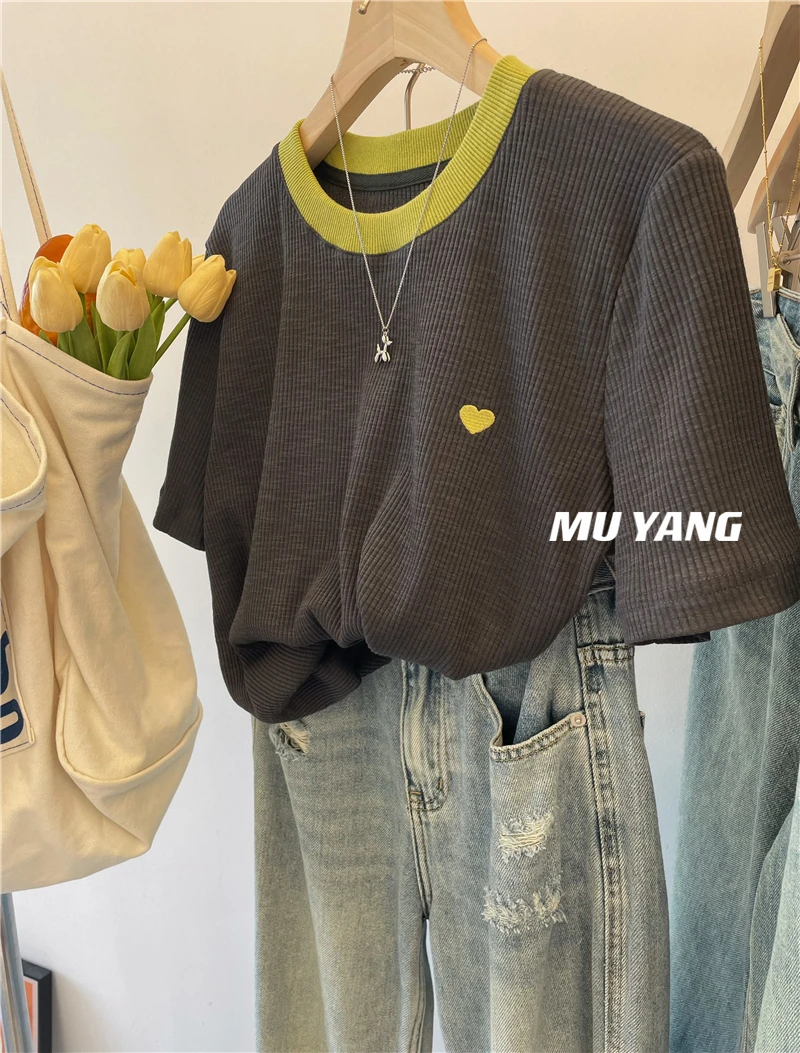 plus Size 300 Pou Lightweight Vintage Color Blo ort Sve T-irt Women Loose Overhead Love Heart Pattern Korean Sl...
plus Size 300 Pou Lightweight Vintage Color Blo ort Sve T-irt Women Loose Overhead Love Heart Pattern Korean Sl...