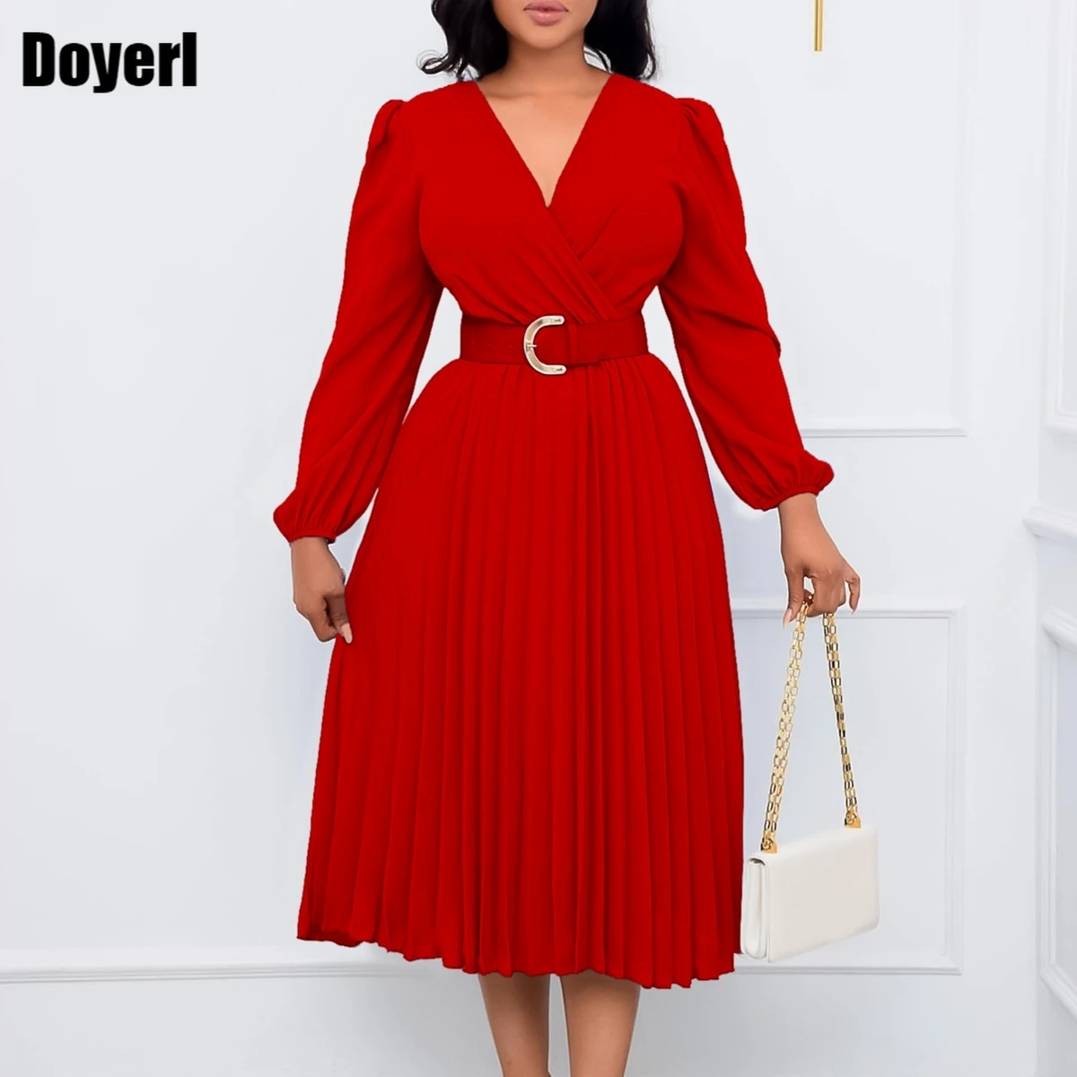 Solid Pleated A Line Midi Party Dresses for Women Elegant Long Sleeve V Neck Ladies Christmas Evening Dress Birthday Outfits
Solid Pleated A Line Midi Party Dresses for Women Elegant Long Sleeve V Neck Ladies Christmas Evening Dress Birthday Outfits