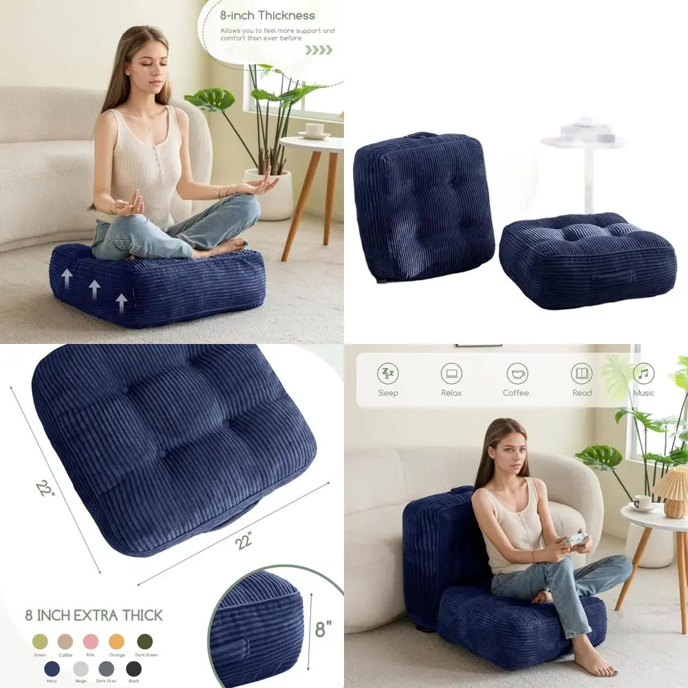 2-Pack 22x22 Inch Washable Floor Pillows for Adults, Meditation & Yoga, Removable Corduroy Cover
2-Pack 22x22 Inch Washable Floor Pillows for Adults, Meditation & Yoga, Removable Corduroy Cover