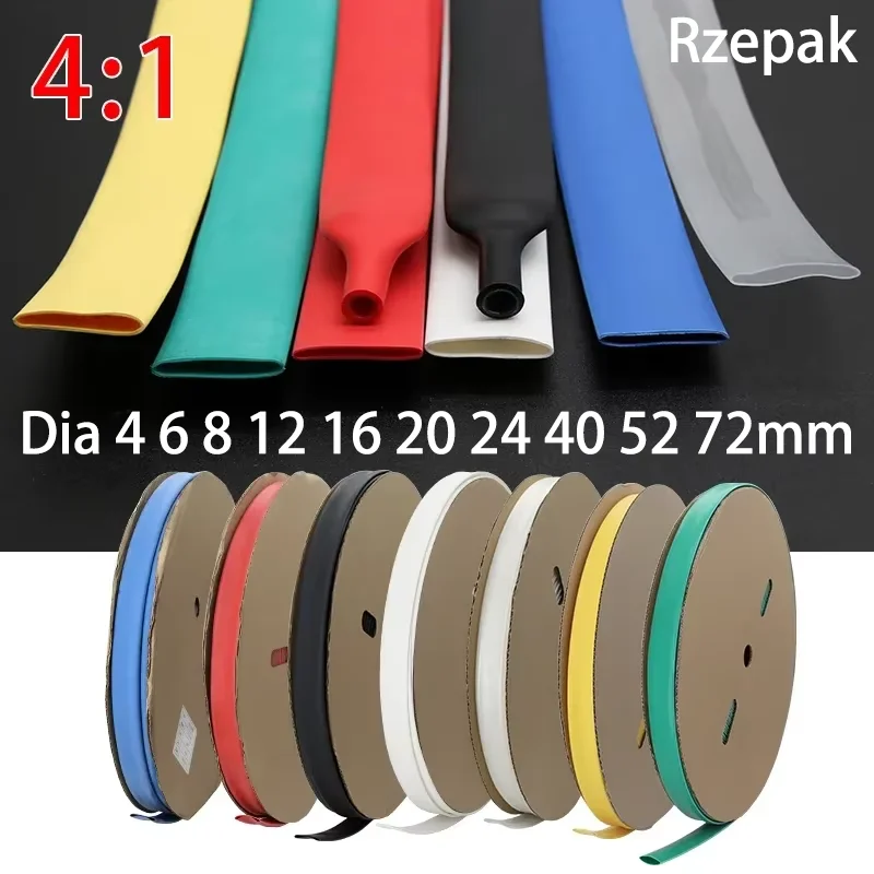1/5/10/25/50M 4:1 Heat Shrink Tube with Glue Dual Wall Tubing Diameter 4 6 8 12 16 20 24 40 52 72mm Adhesive Lined Sleeve Wrap
1/5/10/25/50M 4:1 Heat Shrink Tube with Glue Dual Wall Tubing Diameter 4 6 8 12 16 20 24 40 52 72mm Adhesive Lined Sleeve Wrap