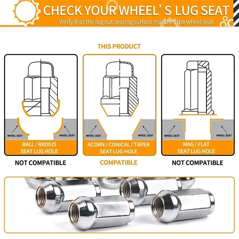 24Piece Car Lug Nuts M14X1.5 Thread Cone Seat Car Wheel Nuts Replacement Parts For Ford Silverado GMC 1999-2019
24Piece Car Lug Nuts M14X1.5 Thread Cone Seat Car Wheel Nuts Replacement Parts For Ford Silverado GMC 1999-2019