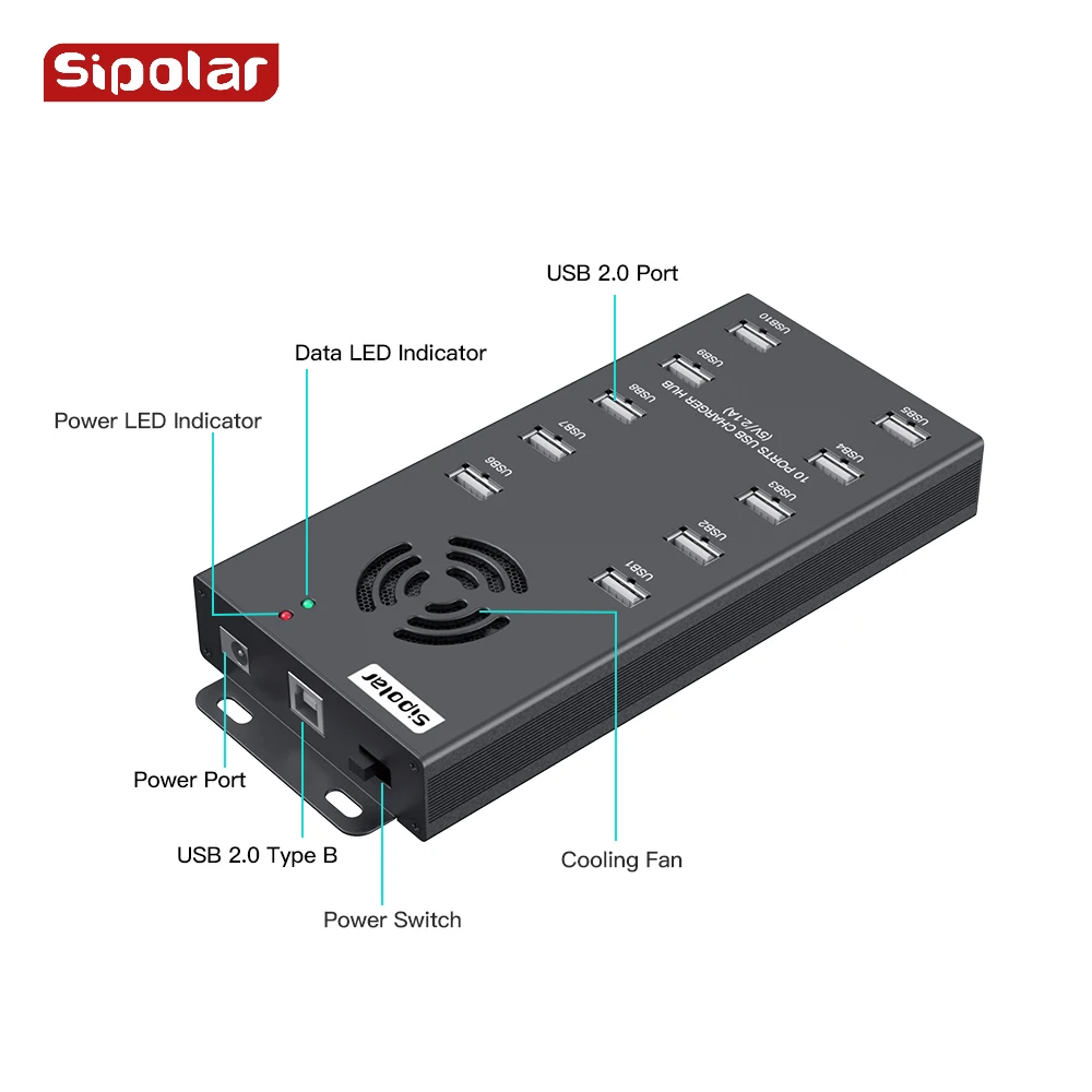 Sipolar A-400 10 Port USB 2.0 Hub Charging Station 120W Powered USB Charger 2.1A Output For Mobile Phone Tablets
Sipolar A-400 10 Port USB 2.0 Hub Charging Station 120W Powered USB Charger 2.1A Output For Mobile Phone Tablets
