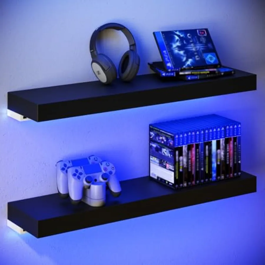 Floating Shelves with LED for Wall, Sturdy Shelves with RGB Light, Wall Mounted Display Shelves, Set of 2, Hanging Shelf for Ba
Floating Shelves with LED for Wall, Sturdy Shelves with RGB Light, Wall Mounted Display Shelves, Set of 2, Hanging Shelf for Ba