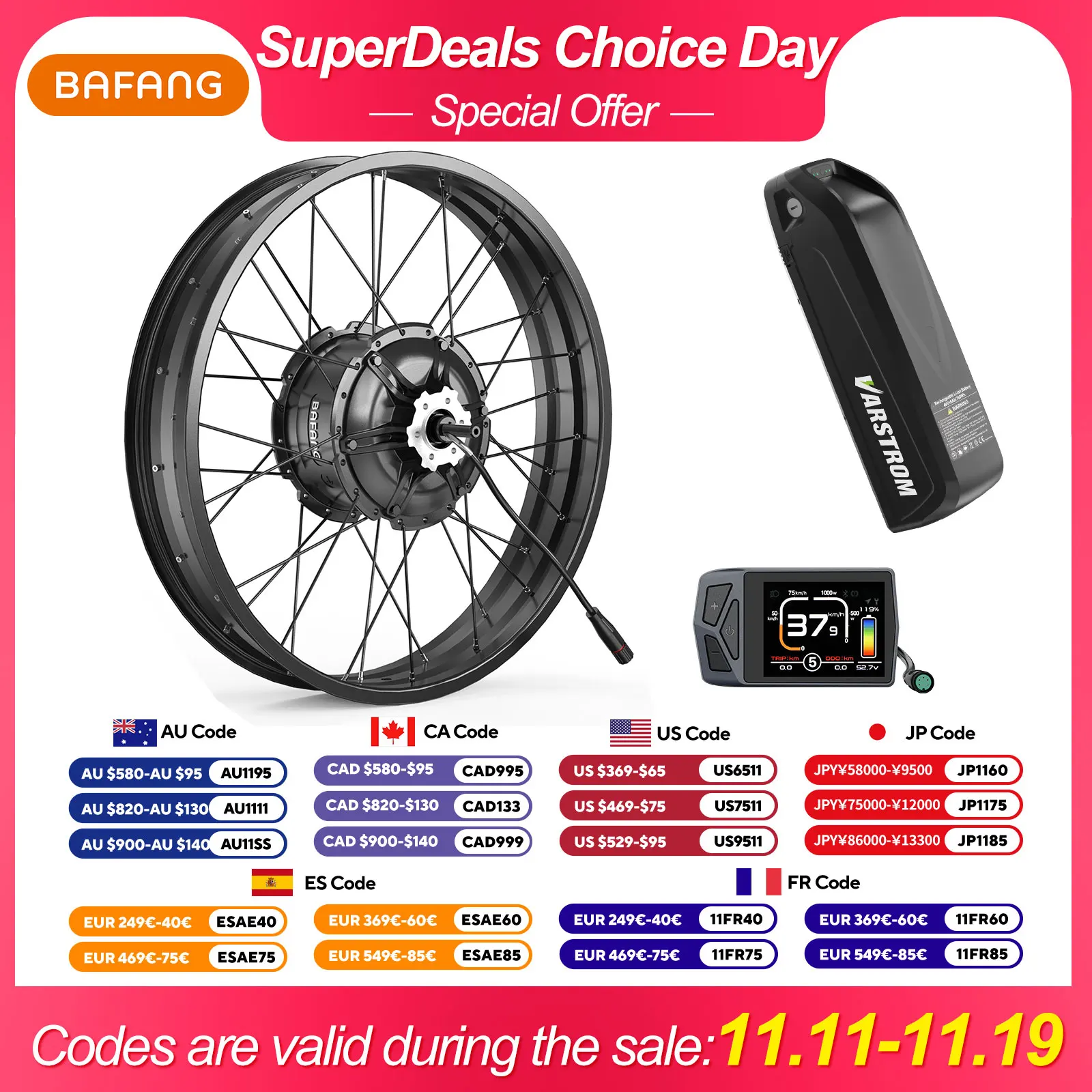 BAFANG 1000W Hub Motor Wheel G062 Fat Ebike Kit 20 26 inch Electric Bicycle Bike Rear Motor Conversion Kit 13Ah 20Ah Battery
BAFANG 1000W Hub Motor Wheel G062 Fat Ebike Kit 20 26 inch Electric Bicycle Bike Rear Motor Conversion Kit 13Ah 20Ah Battery