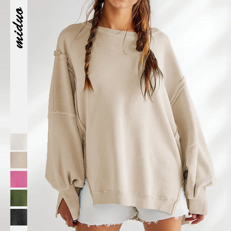 Round neck sweater for women's fashion brand sports bottom shirt T-shirt knit long sleeved top for outer wear
Round neck sweater for women's fashion brand sports bottom shirt T-shirt knit long sleeved top for outer wear