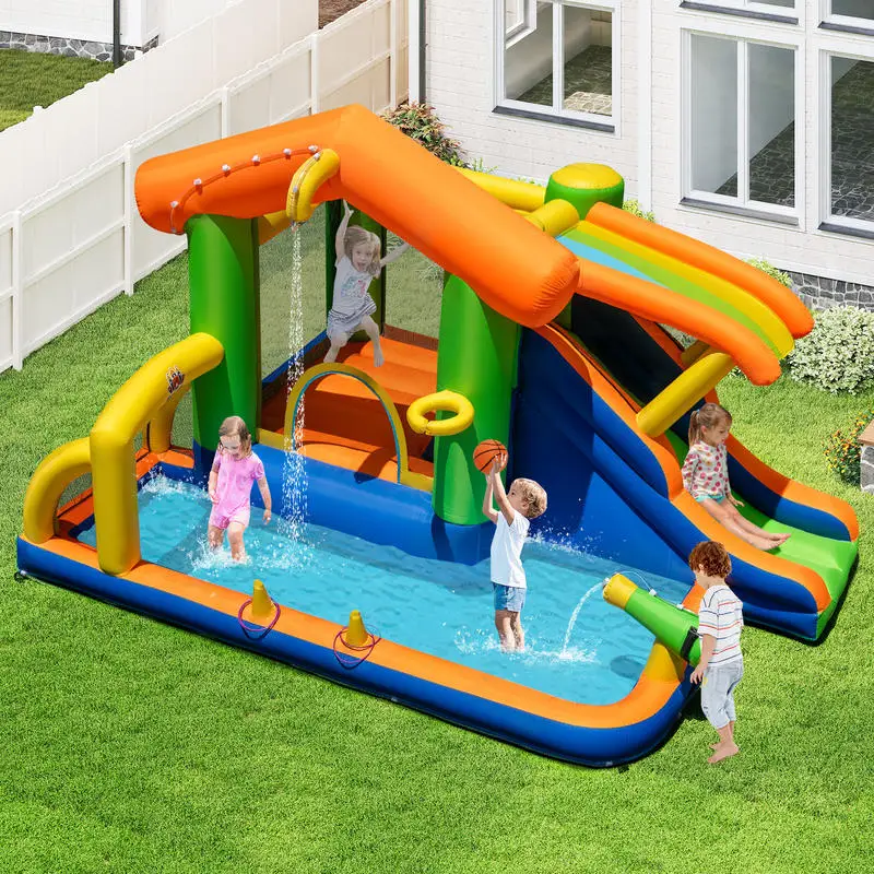 8-in-1 Inflatable Bounce House Water Park without Blower
8-in-1 Inflatable Bounce House Water Park without Blower