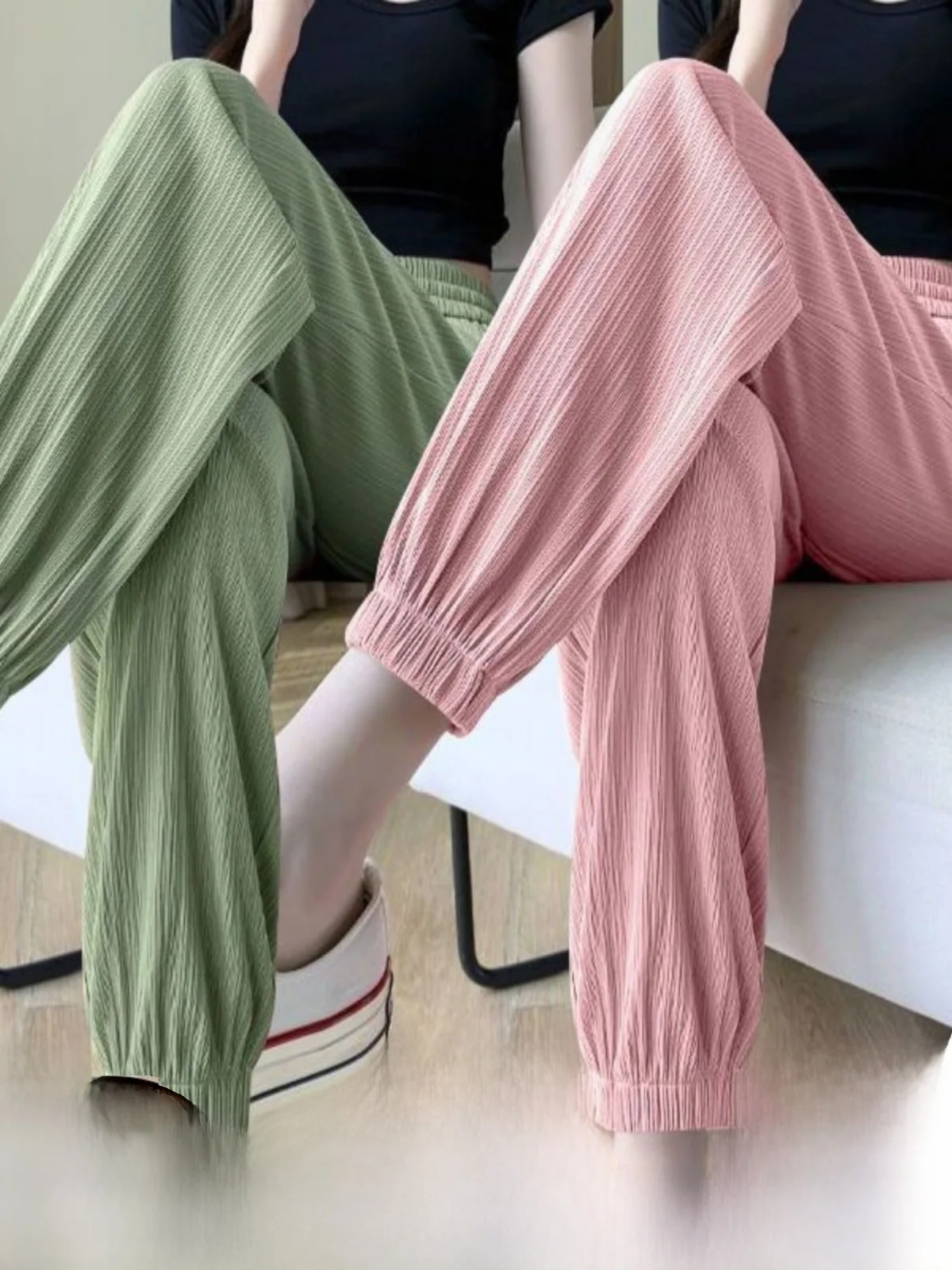 Loose Summer Sport Pants Ice Silk Casual Wide Leg Lantern Pants Single Two-Piece Set Harlan Sle Thin Hanging Sensation
Loose Summer Sport Pants Ice Silk Casual Wide Leg Lantern Pants Single Two-Piece Set Harlan Sle Thin Hanging Sensation