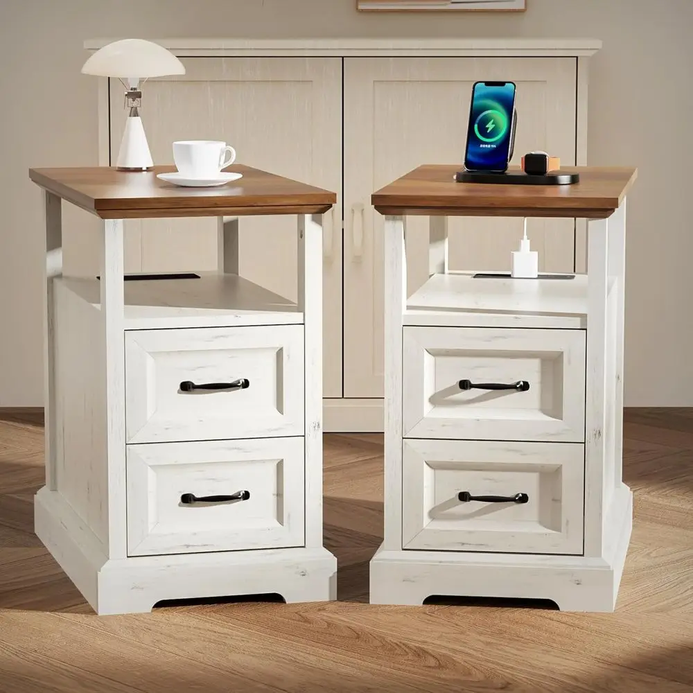 Набор прикроватных столиков Rustic White 23.6 с зарядной станцией и открытой полкой для спальни или гостиной
Набор прикроватных столиков Rustic White 23.6 с зарядной станцией и открытой полкой для спальни или гостиной