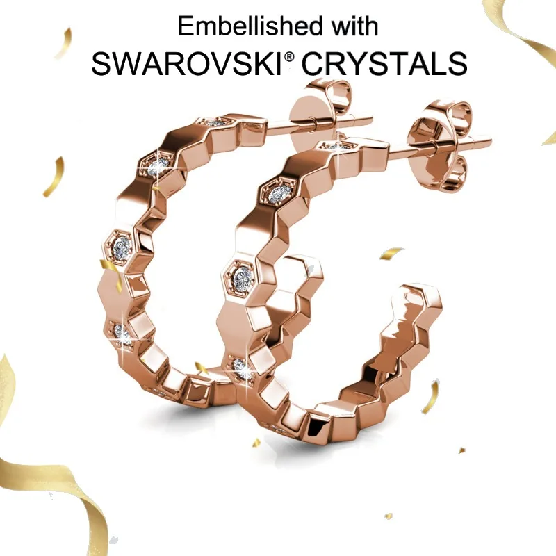Daisini 925 Sterling Silver Honeycomb Design Half Hoop Earrings with Swarovski Crystal C Shape Fine Jewelry for Women Men
Daisini 925 Sterling Silver Honeycomb Design Half Hoop Earrings with Swarovski Crystal C Shape Fine Jewelry for Women Men