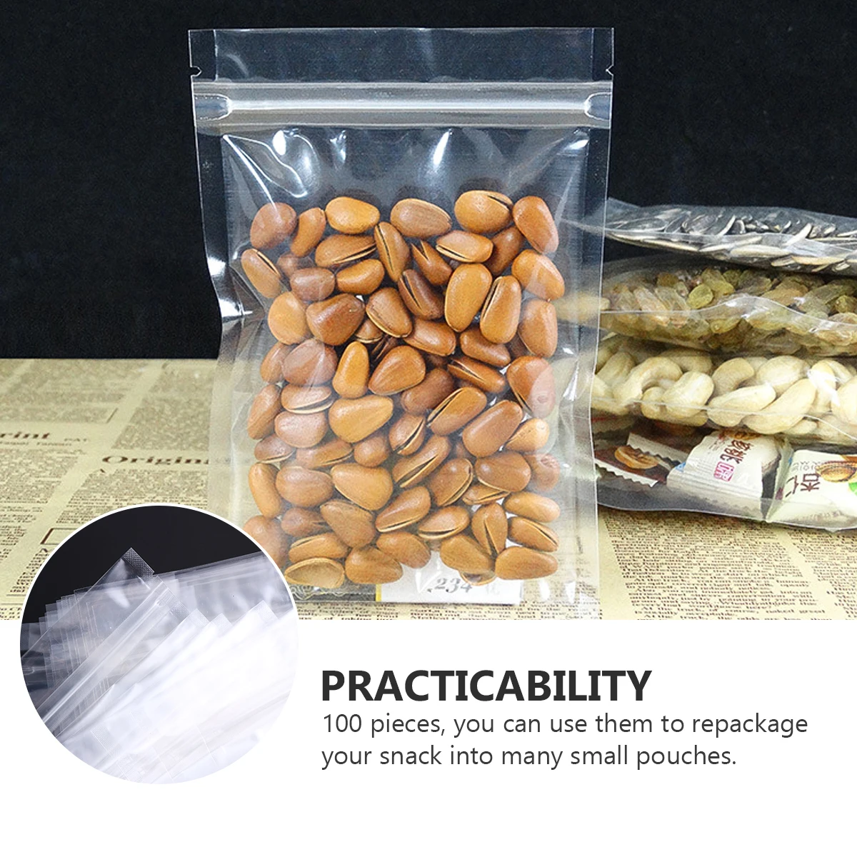 100pcs Food Packaging Clear Snack Pouches Resealable Pill Transparent Plastic Seal Bags For Snacks Medication 5.11X3.54Inch
100pcs Food Packaging Clear Snack Pouches Resealable Pill Transparent Plastic Seal Bags For Snacks Medication 5.11X3.54Inch
