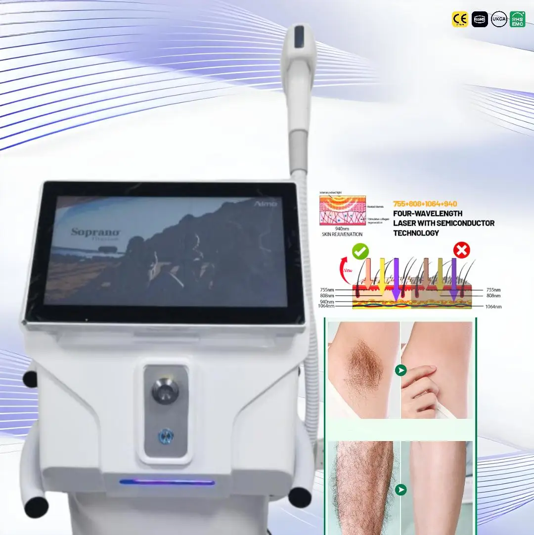 Профессиональный диодный лазер для удаления волос 4000 Вт – 4 длины волны с охлаждением Ice Cooling, портативная технология Soprano Titanium для лица и тела
Профессиональный диодный лазер для удаления волос 4000 Вт – 4 длины волны с охлаждением Ice Cooling, портативная технология Soprano Titanium для лица и тела