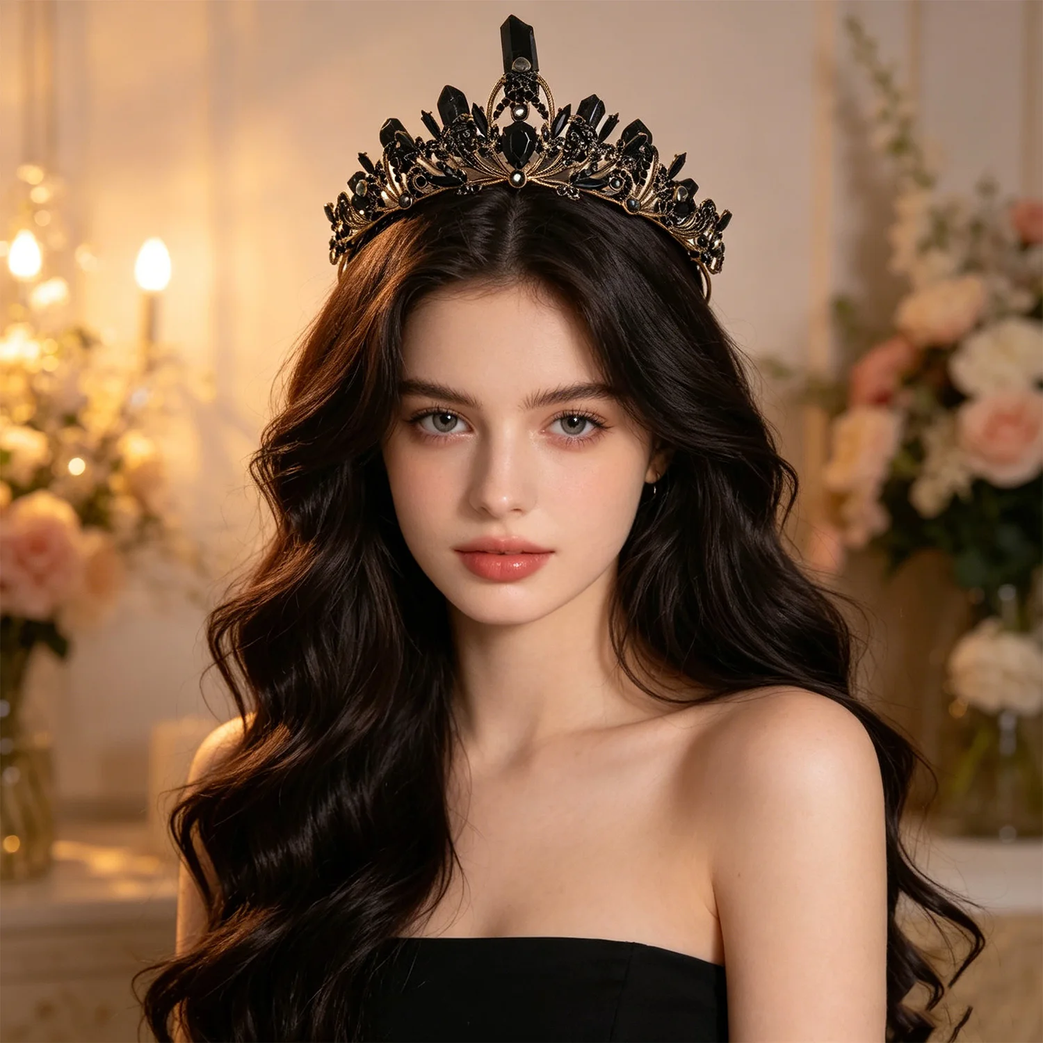 Dark Gothic Black Crystal Crown Vintage Gold Tiara for Dark Bride Wedding Photoshoot Halloween Vampire Costume
Dark Gothic Black Crystal Crown Vintage Gold Tiara for Dark Bride Wedding Photoshoot Halloween Vampire Costume