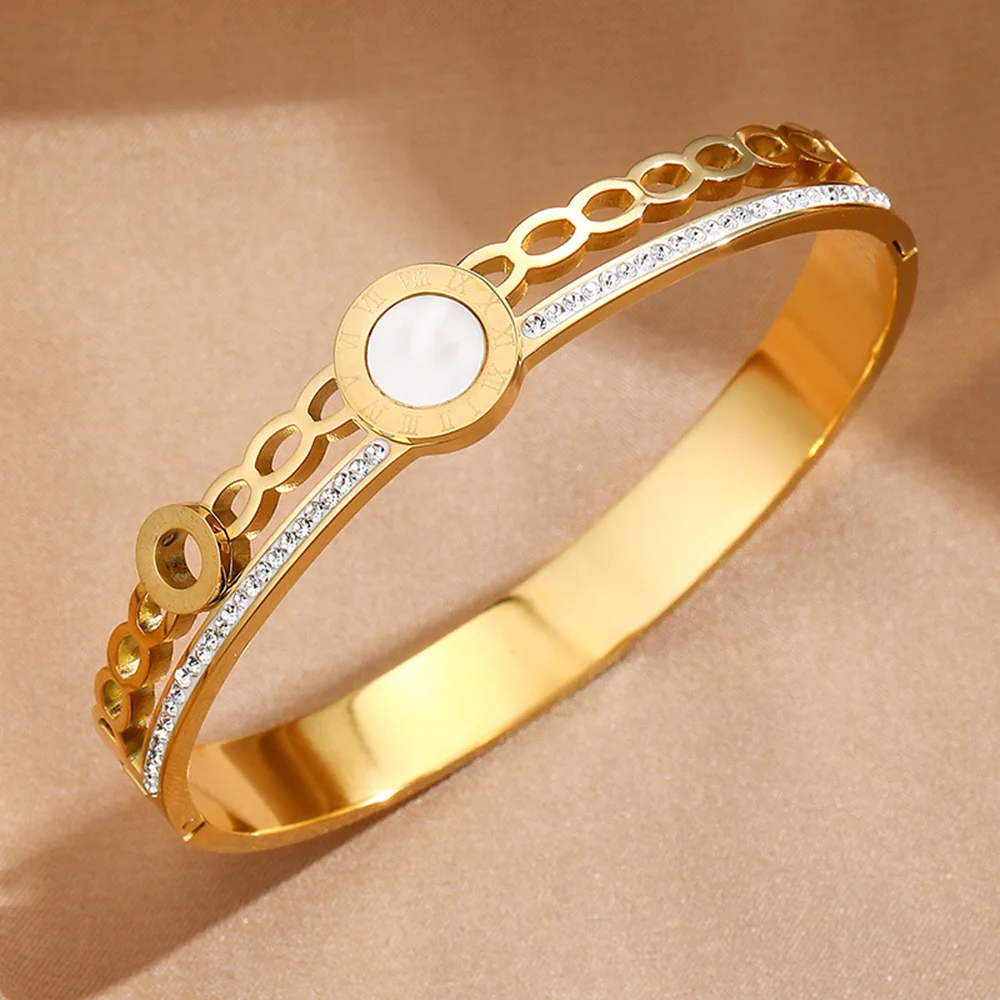 Women's simple roman numeral chain design stainless steel bracelet, fashionable wrist jewelry, wedding party accessories
Women's simple roman numeral chain design stainless steel bracelet, fashionable wrist jewelry, wedding party accessories