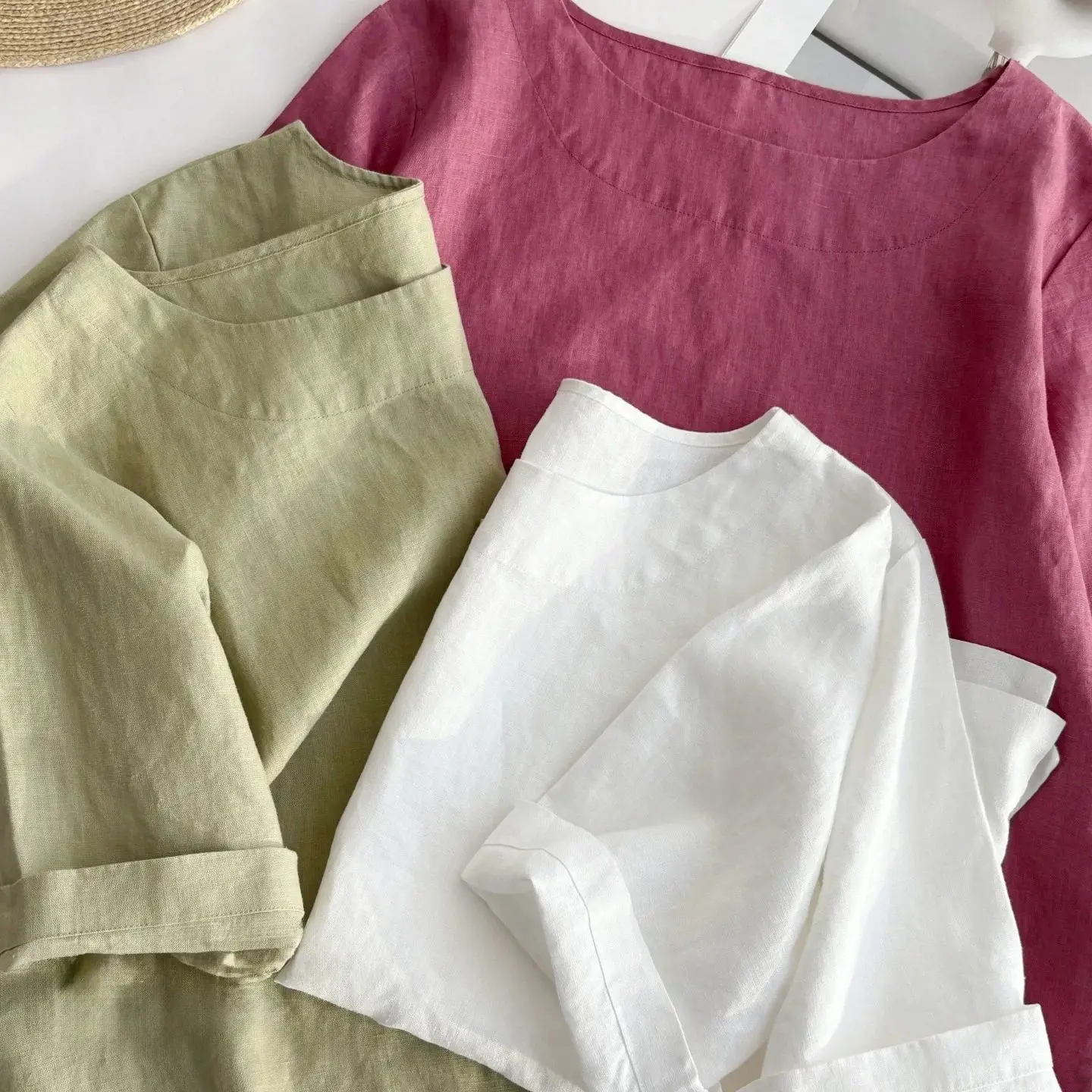 Dave&di Bottom Slit Round Neck Five Quarter Sleeve Linen Shirt Top For Women Clothes Shirts & Blouses Women's Clothes Shirts Top
Dave&di Bottom Slit Round Neck Five Quarter Sleeve Linen Shirt Top For Women Clothes Shirts & Blouses Women's Clothes Shirts Top