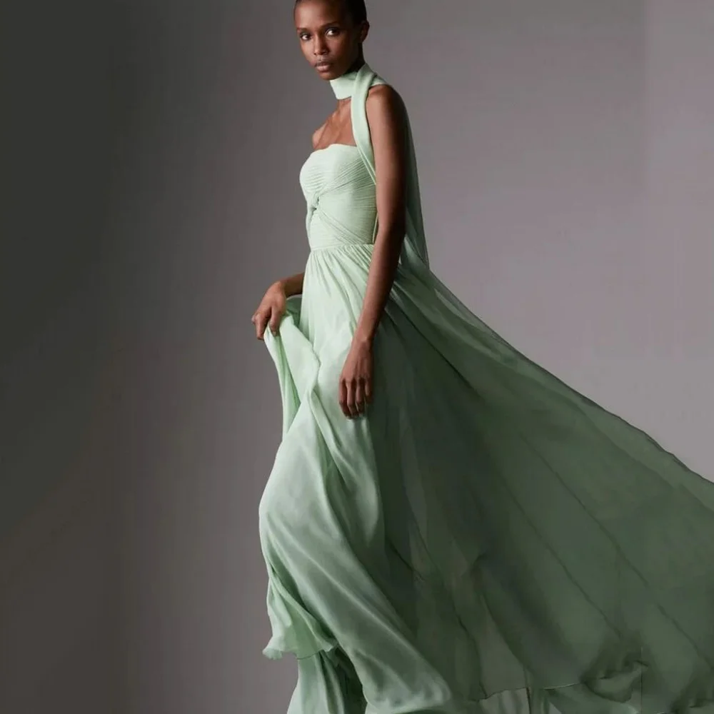Elegant Simple Customized Prom Dresses Strapless Chiffon Zipper Party Gowns Flow A Line With Folds Evening Dress فساتين سهرة
Elegant Simple Customized Prom Dresses Strapless Chiffon Zipper Party Gowns Flow A Line With Folds Evening Dress فساتين سهرة
