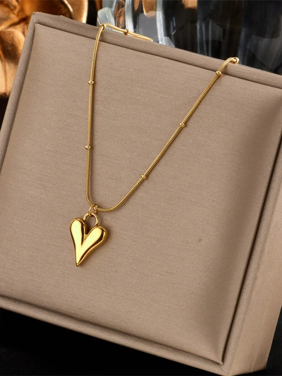 Gold Plated Bamboo Chain Titanium Steel Heart Pendant Necklace
Gold Plated Bamboo Chain Titanium Steel Heart Pendant Necklace