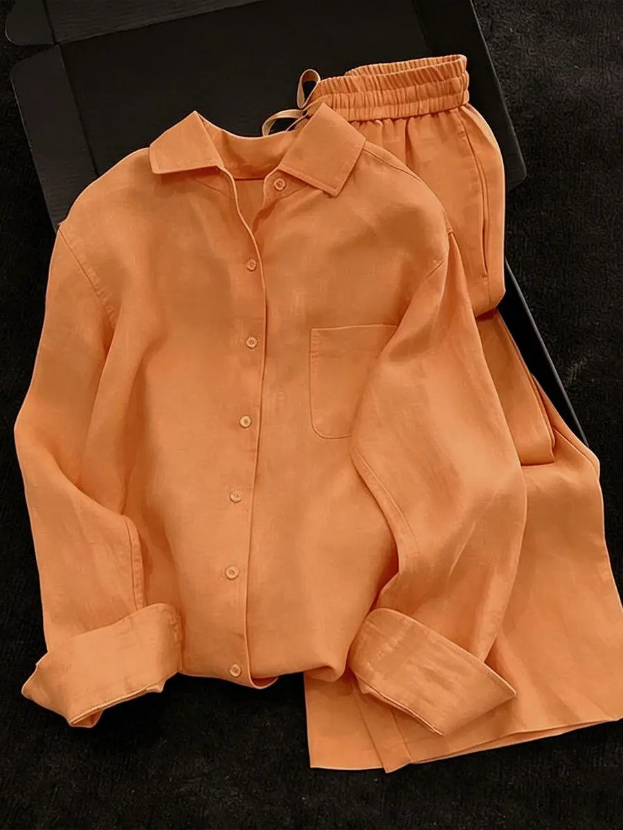 Loose Fit Long Sleeve Denim Set Women's Spring Summer New Style Dopaamine Orange Wide Leg Pants Shirt Two Piece Suit
Loose Fit Long Sleeve Denim Set Women's Spring Summer New Style Dopaamine Orange Wide Leg Pants Shirt Two Piece Suit