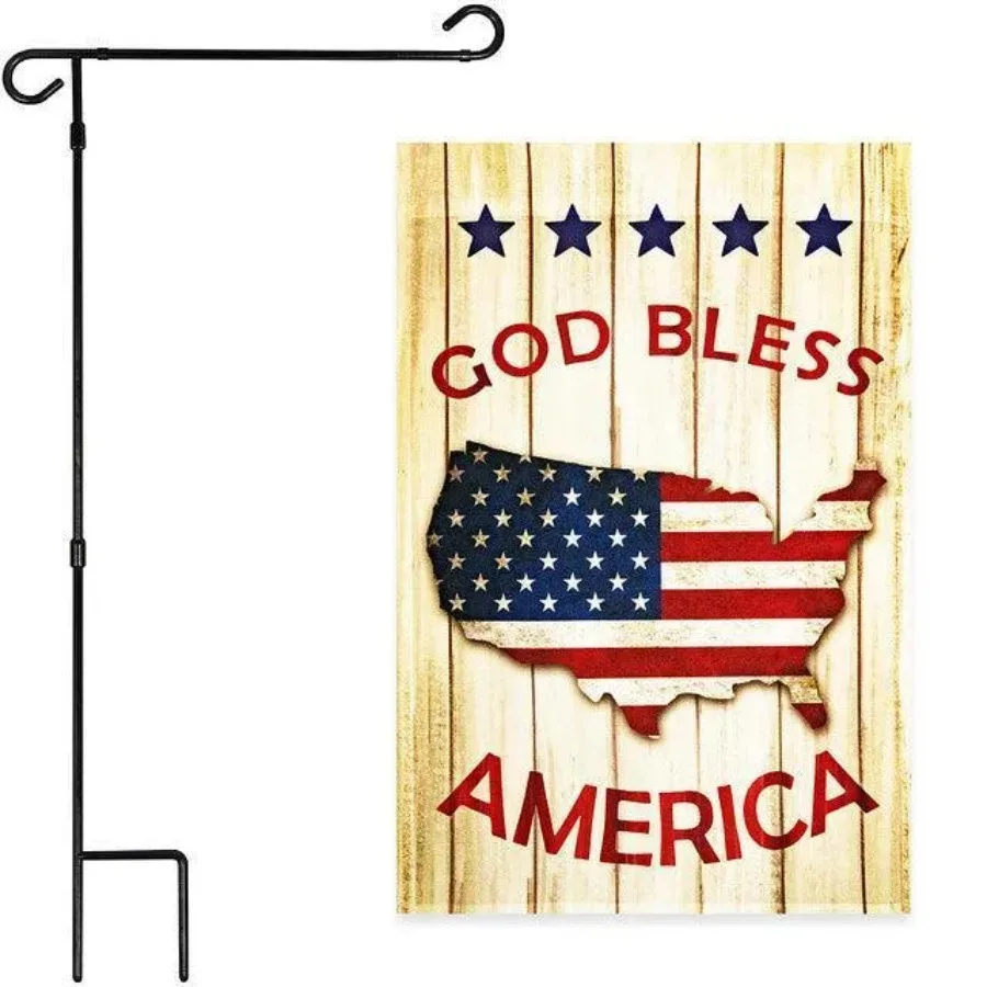 Combo Pack Garden Flag Stand Black 36x16 Inch and Garden Flag God Bless America USA Flag Map 12x18 Inch
Combo Pack Garden Flag Stand Black 36x16 Inch and Garden Flag God Bless America USA Flag Map 12x18 Inch