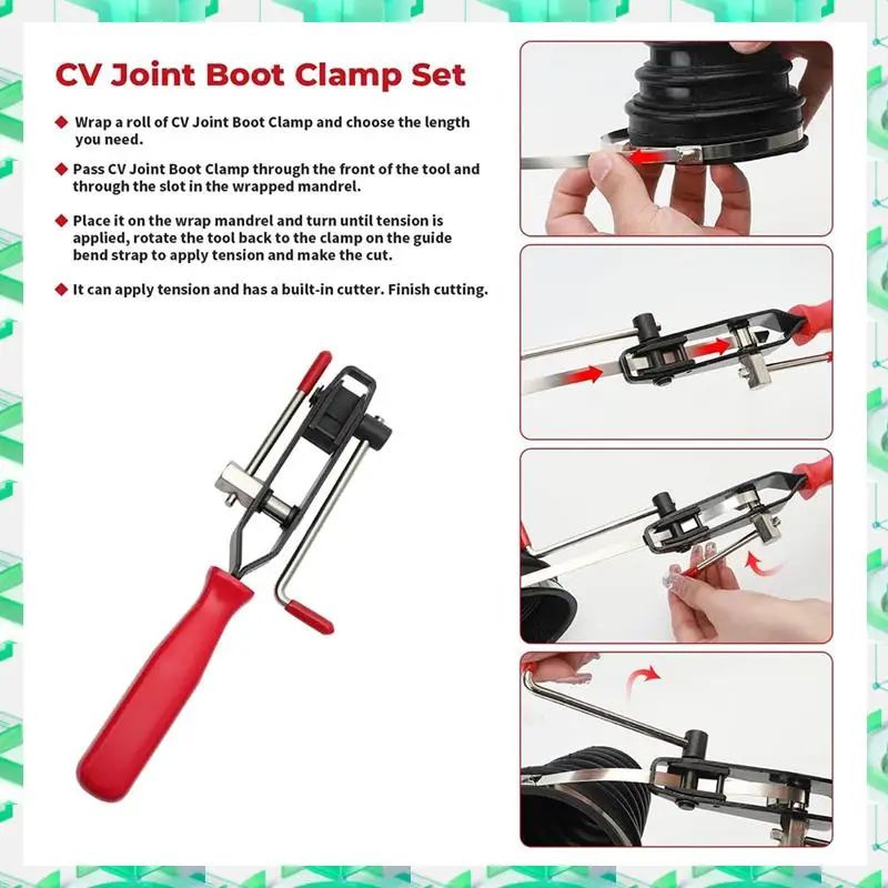FIZP CV Joint Crimp Clamp Plier CV Boot Clamps Car Joint Binding Trunk Axle Clamp Tool Repair Tool With 200 Boot Band Clamps
FIZP CV Joint Crimp Clamp Plier CV Boot Clamps Car Joint Binding Trunk Axle Clamp Tool Repair Tool With 200 Boot Band Clamps