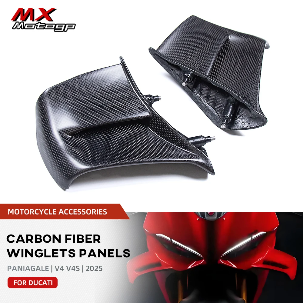 For DUCATI Panigale V4 V4S 2025 New Carbon Fiber Winglets Motorcycle Winglet Air Deflector Kit Fixed Wings Spoiler Accessories
For DUCATI Panigale V4 V4S 2025 New Carbon Fiber Winglets Motorcycle Winglet Air Deflector Kit Fixed Wings Spoiler Accessories