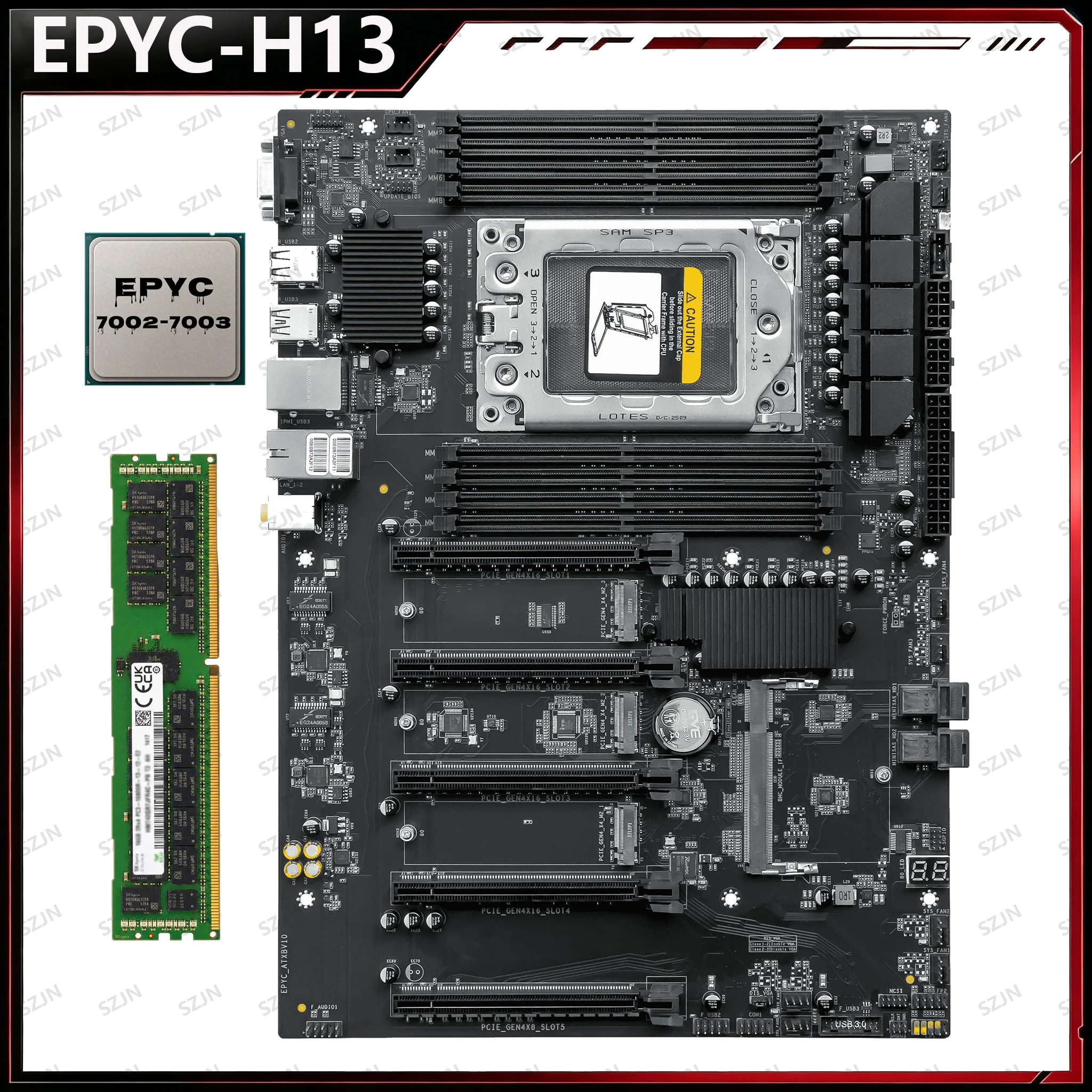 JGINYUE EPYC-H13 AMD Server Board IPMI BMC 8 Channel Memory Dual 2.5G LAN Fit EPYC 7002 7003 CPU Workstation Motherboard Set
JGINYUE EPYC-H13 AMD Server Board IPMI BMC 8 Channel Memory Dual 2.5G LAN Fit EPYC 7002 7003 CPU Workstation Motherboard Set