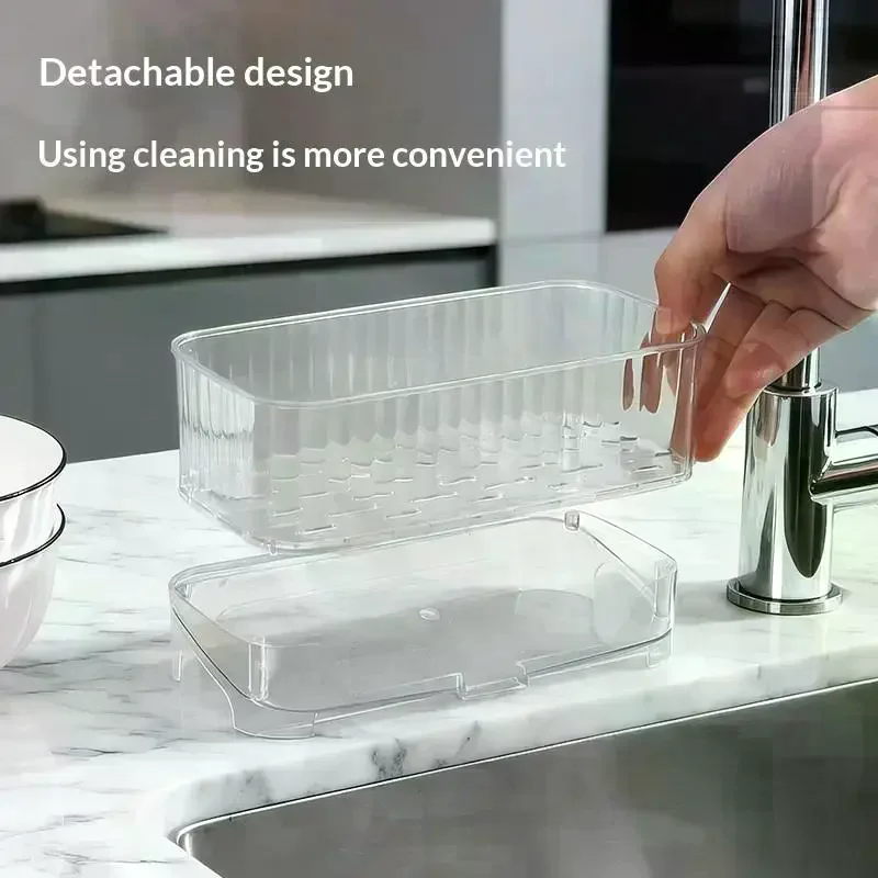 Transparent Sink Caddy Sponge Holder With Drainage Base Compact Kitchen Organizer For Countertop
Transparent Sink Caddy Sponge Holder With Drainage Base Compact Kitchen Organizer For Countertop