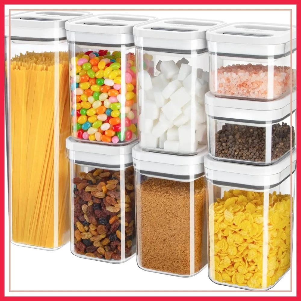 8 Piece Airtight Food Storage Container Set, BPA Free Kitchen Pantry Canisters, One-handed Lids for Cereal, Pasta, White
8 Piece Airtight Food Storage Container Set, BPA Free Kitchen Pantry Canisters, One-handed Lids for Cereal, Pasta, White