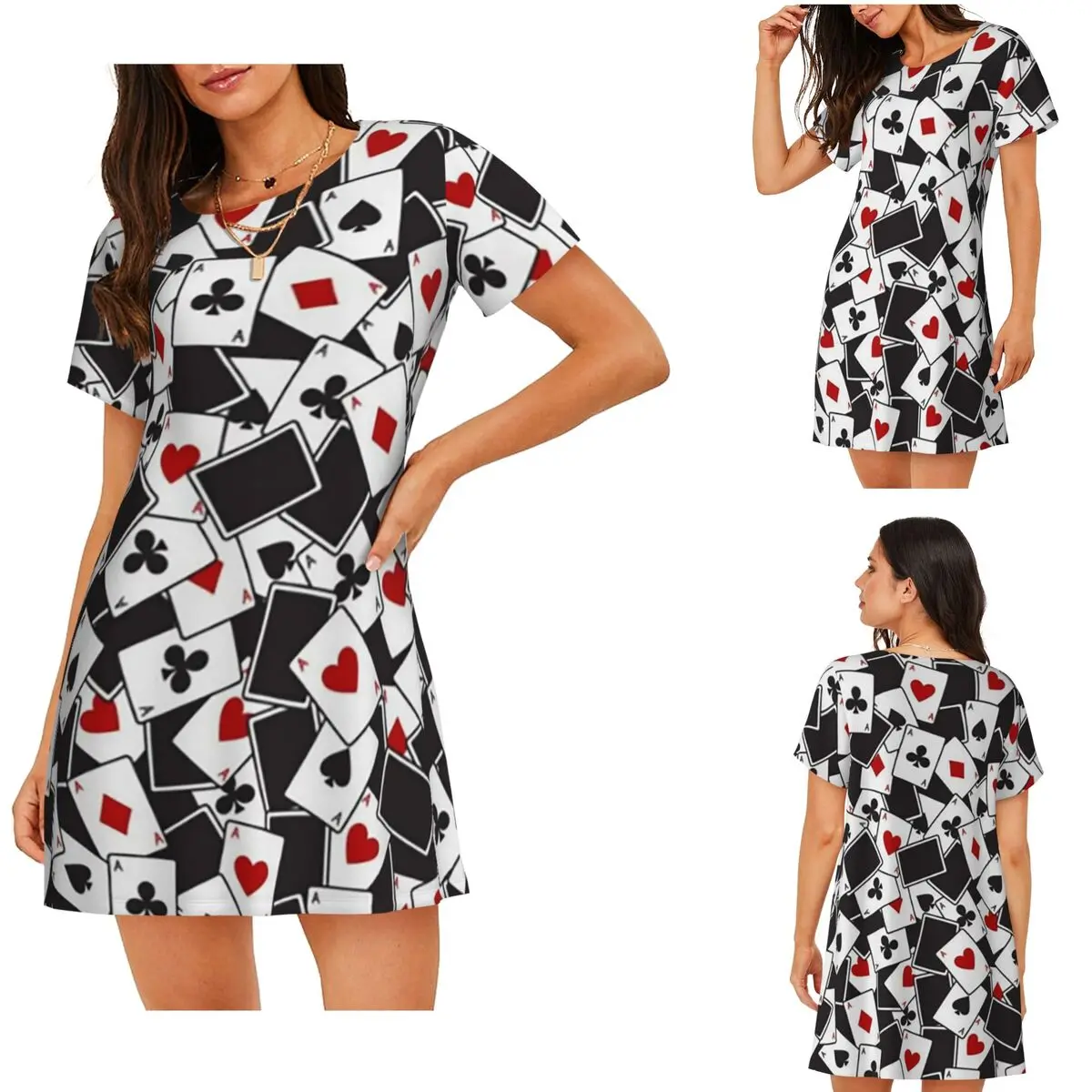Playing Cards Poker Print Short Sleeves Nightdress For Sleeping Sleepshirts Women Short Sleeve Nightgowns Loose Pajama Dress
Playing Cards Poker Print Short Sleeves Nightdress For Sleeping Sleepshirts Women Short Sleeve Nightgowns Loose Pajama Dress