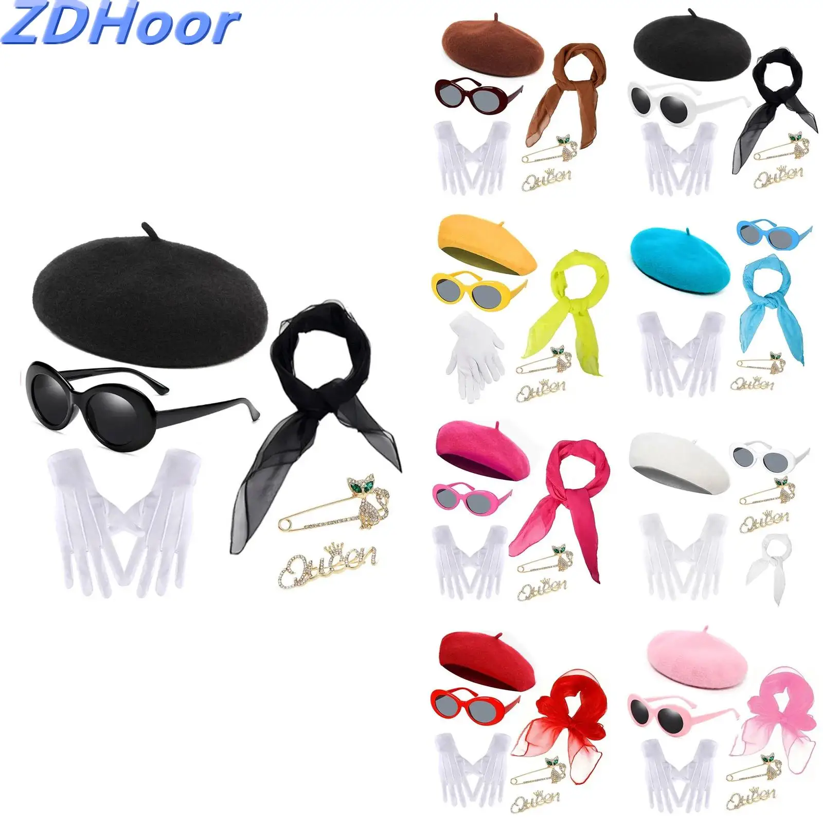6Pcs Fancy Dress Set for Women Beret Sunglasses Scarf Gloves Brooches French Artist Costumes Kit
6Pcs Fancy Dress Set for Women Beret Sunglasses Scarf Gloves Brooches French Artist Costumes Kit