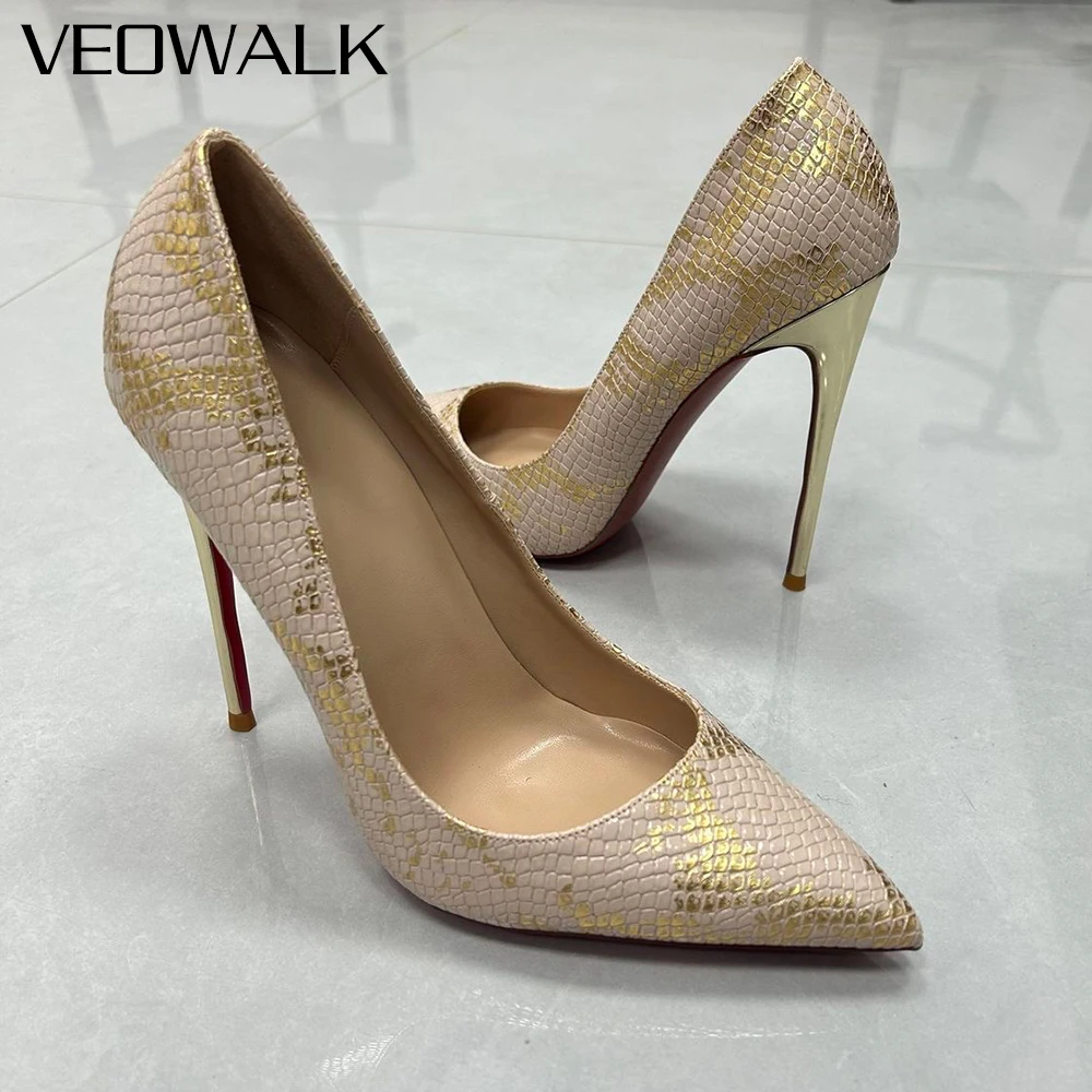 Veowalk 12/10CM Super High Heels Women Gold Snake Print Pointed Toe Pumps Sexy Stiletto Party Bridal Wedding Shoes Plus Size
Veowalk 12/10CM Super High Heels Women Gold Snake Print Pointed Toe Pumps Sexy Stiletto Party Bridal Wedding Shoes Plus Size