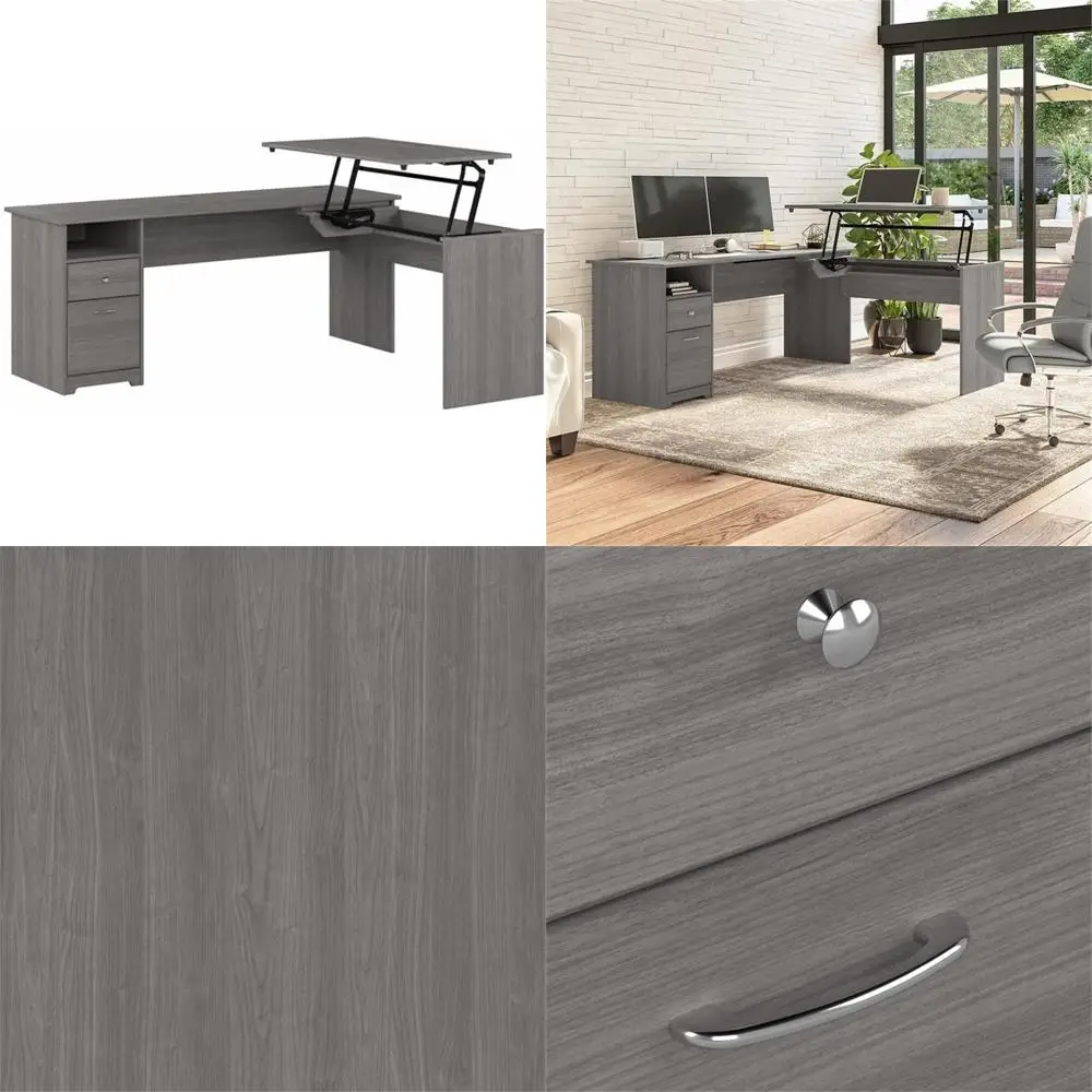 Adjustable L-Shaped Desk with Storage Drawers and Locking Mechanism, Corner Sit-Stand Table, 72"W x 23"D x 42"H
Adjustable L-Shaped Desk with Storage Drawers and Locking Mechanism, Corner Sit-Stand Table, 72"W x 23"D x 42"H