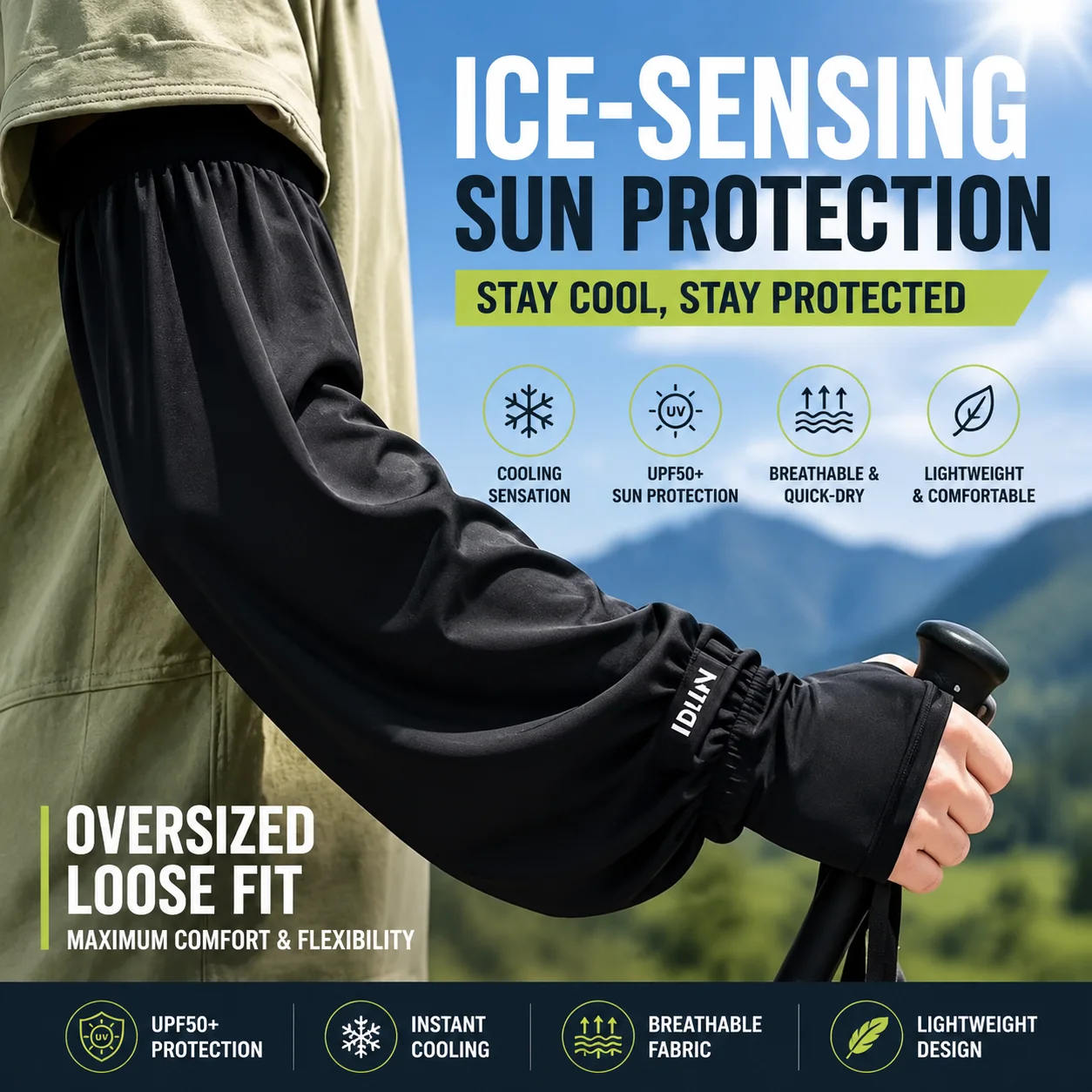Ice sleeve men's UPF50+cooling arm cover, sun protection, UV protection, driving, cycling, sports accessories sleeve cover
Ice sleeve men's UPF50+cooling arm cover, sun protection, UV protection, driving, cycling, sports accessories sleeve cover