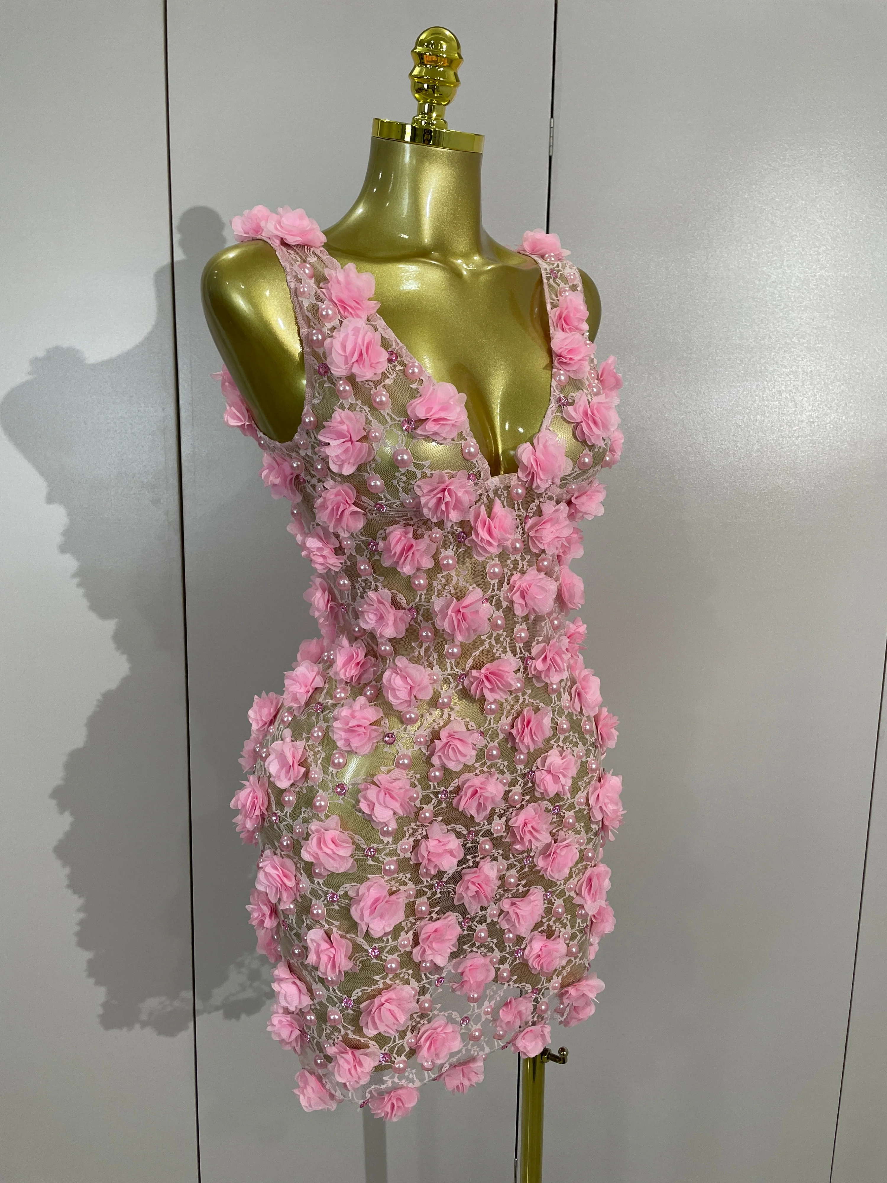 Women Evening Party Club Birthday Dress Pink Pearl Flower Mesh Sexy See Through Mini Dress Nightclub Photoshoot Stage Costumes
Women Evening Party Club Birthday Dress Pink Pearl Flower Mesh Sexy See Through Mini Dress Nightclub Photoshoot Stage Costumes