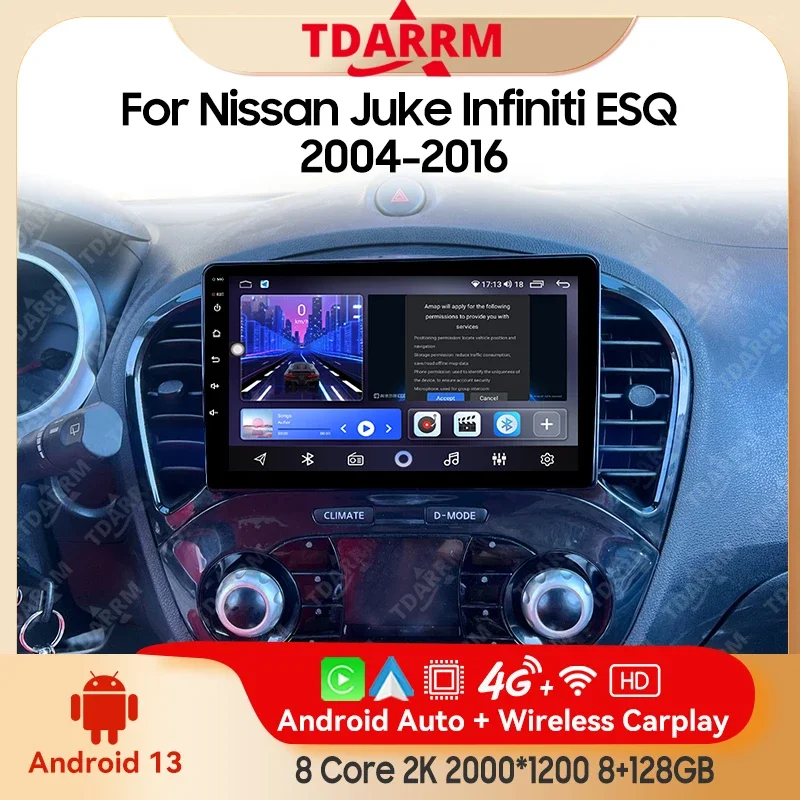 TDARRM For Nissan Juke Infiniti ESQ 2004 - 2016 Car Stereo Radio 2din Android 12 Carplay Multimidia Video Player Navigation GPS
TDARRM For Nissan Juke Infiniti ESQ 2004 - 2016 Car Stereo Radio 2din Android 12 Carplay Multimidia Video Player Navigation GPS