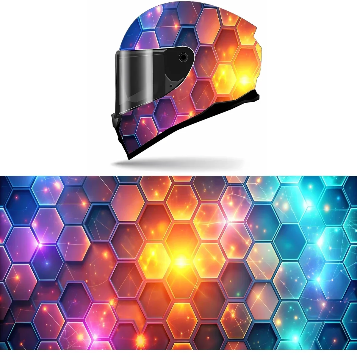 Hexagon with Glowing Lights Full Helmet Wrap Sticker Motorcycle Helmet Racing Graphic Decal Vinyl Wrap Helmet Decor Sticker
Hexagon with Glowing Lights Full Helmet Wrap Sticker Motorcycle Helmet Racing Graphic Decal Vinyl Wrap Helmet Decor Sticker