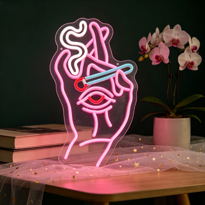 Smoking Hand with Eye Design LED Neon Sign for Bedroom Living Room Bar Party Home Decor Artistic Wall Lighting Unique Gift
Smoking Hand with Eye Design LED Neon Sign for Bedroom Living Room Bar Party Home Decor Artistic Wall Lighting Unique Gift