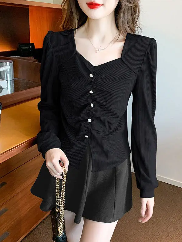 Slim Fit Long Sve irt Women's Collar Spring Autumn New Sle Faionable ort Waist Card irt ow Thin Base Top
Slim Fit Long Sve irt Women's Collar Spring Autumn New Sle Faionable ort Waist Card irt ow Thin Base Top